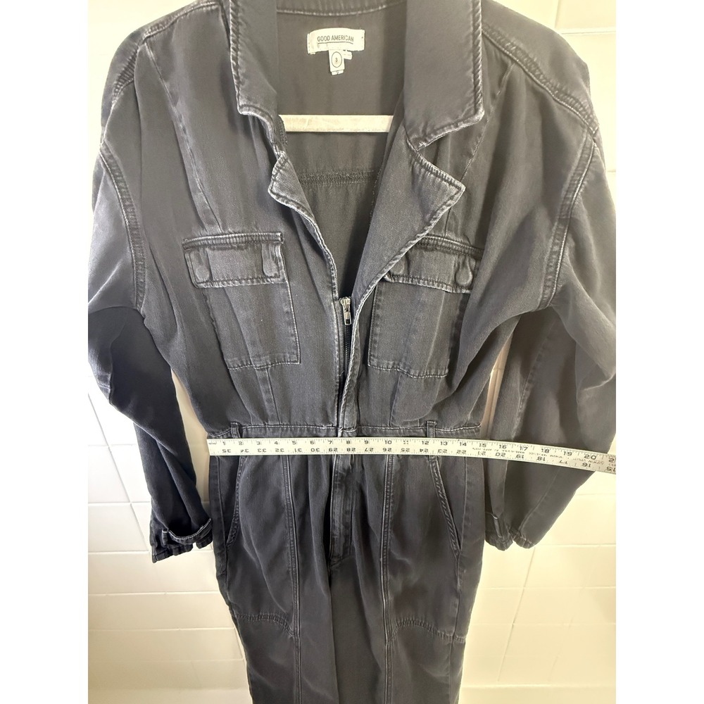 Good American Fit For Success Jumpsuit Washed Black Denim Utility GJS554 Size 3 - Picture 6 of 7
